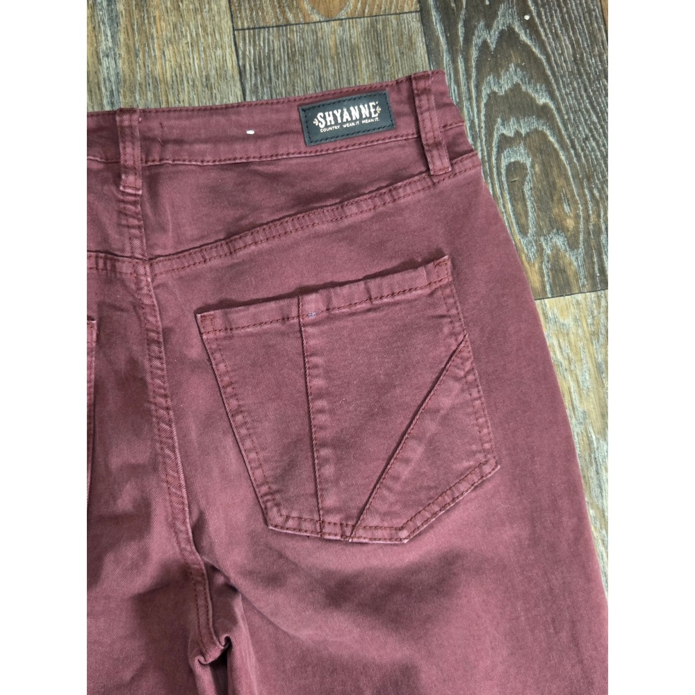 Shyanne Burgundy Extreme Flare Bell Bottom Jeans Raw Hem 33W x 34L Western Boho - Picture 6 of 6